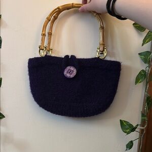 Elegant Purple Handbag with Bamboo Handles